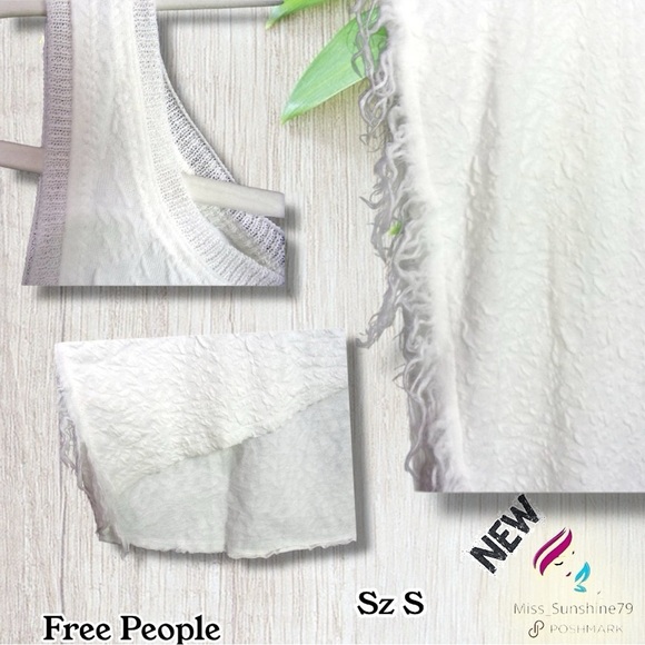 Free People NEW - Sz S - Treat Me Tender - Tank Top Ivory - Flowy - unique - Picture 9 of 9